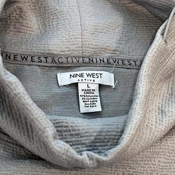 Nine West Active Textured Funnel Neck Pullover Sweatshirt gray long-sleeve L NWT - Picture 2 of 7